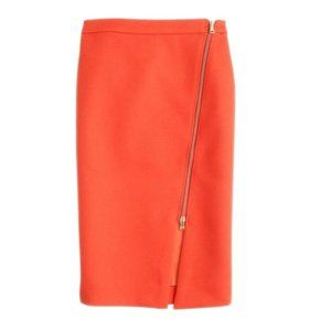 J. Crew Asymmetrical Zip Pencil Skirt in Flame